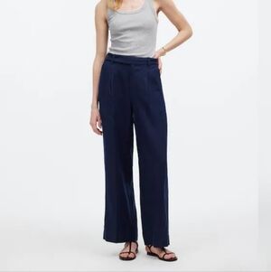 Madewell Harlow Wide-Leg Pant in Deep Indigo Linen, 10, VGUC